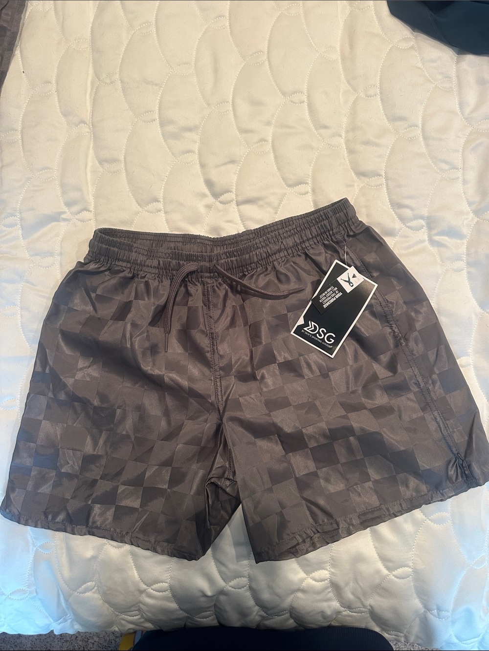 DSG Boy’s Gray Checkerboard Swim Trunks